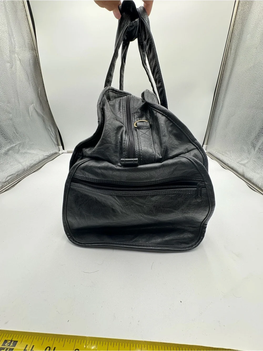 Vintage Heidelberg Germany Crest Black Faux Leather Travel Duffel  Weekender Bag